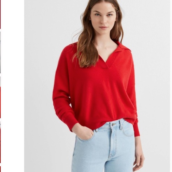 Club Monaco Sweaters - Club Monaco Polo-Collar Cashmere Sweater Red Sz S